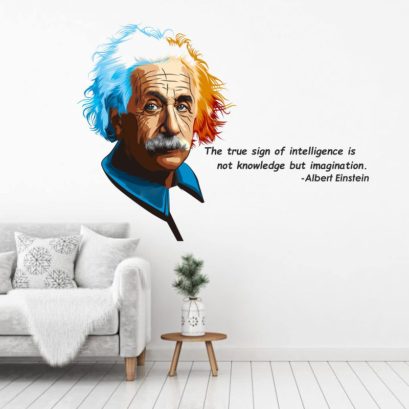 Sticker Yard Albert Einstein Imagination Quote Vinyl Wall Sticker for Living Room/Bedroom/Office and All Decorative Wall Stickers Size 76X55CM