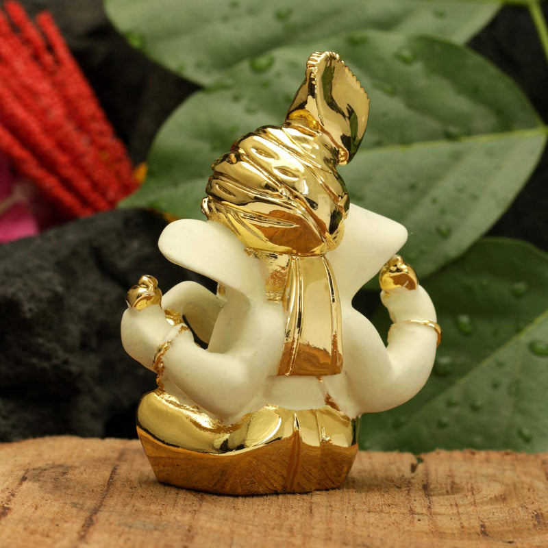 Collectible India Ganesha Idol Terracotta Gold Plated Ganesh Statue (Golden, 8x6cm)