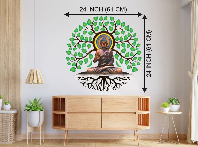 DivineDesigns Gautam Buddha Sadhana Under Tree Wall Sticker