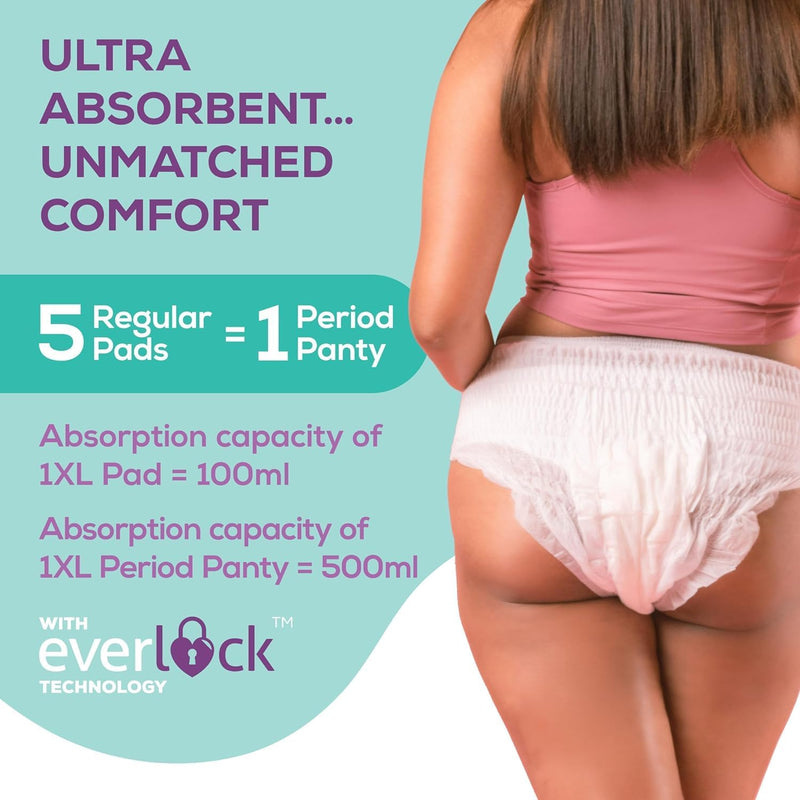 EverEve Disposable Period Panties, L-XL 2*10's Pack with 360° Protection with 0% Leaks, Sanitary Protection for Women & Girls, Ideal for Maternity Delivery, Postpartum, and Overnight Heavy Flow Needs