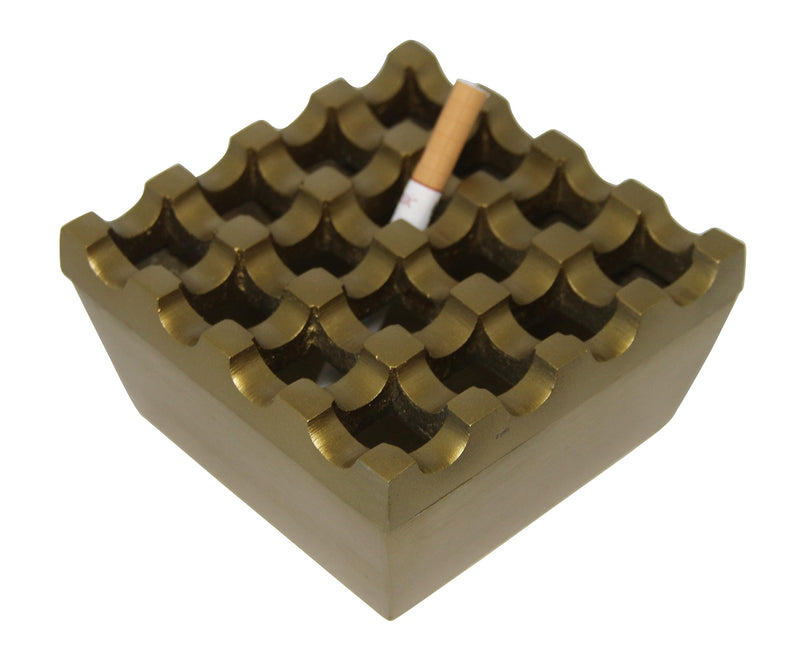 PURI - Aluminium Cigar/Cigarette Ashtray, 16 GRIDS, Windproof Tabletop, Brass Antique Finish