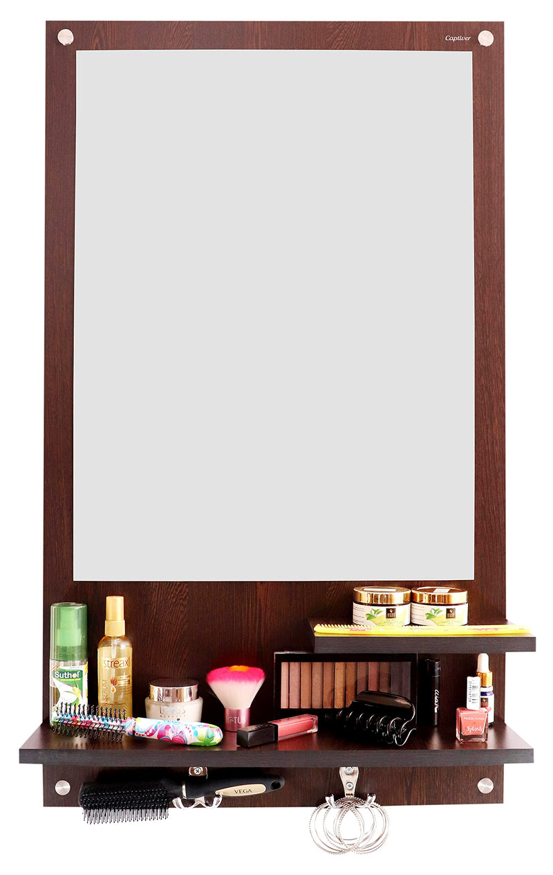 Captiver Cabinet Engineered Wood Wall Mount Dressing Table Mirrors Organizer (54x14x91 CM, Wenge) Women Girls Living Room Bedroom Bathroom Makeup Accessories Organiser