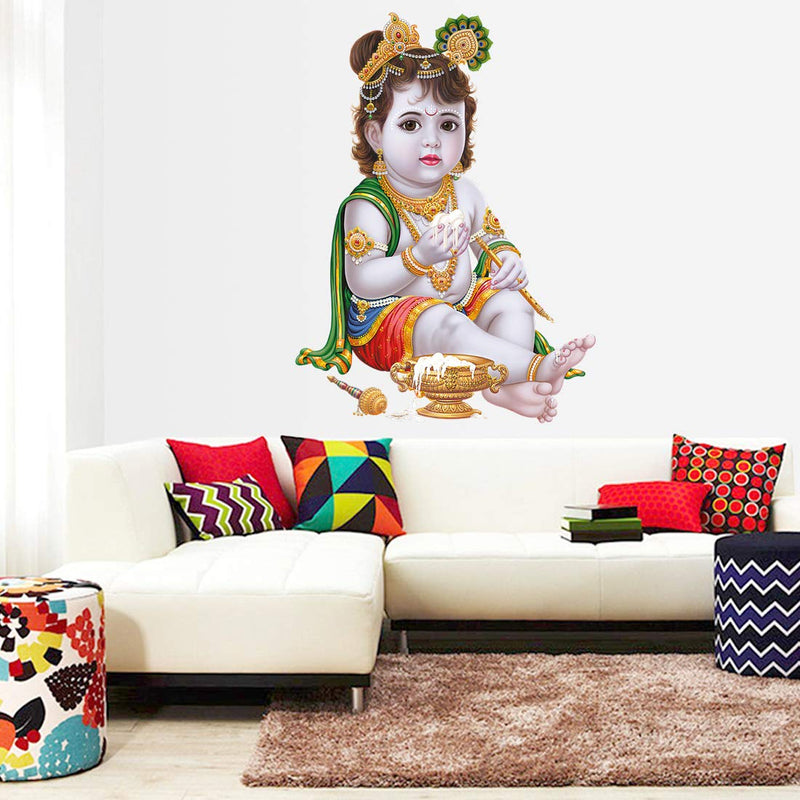 Rangoli Baby Krishna Combo Modern Art 200 Vinyl Large Wall Sticker- 50cm or 70cm cm, Pack of 2