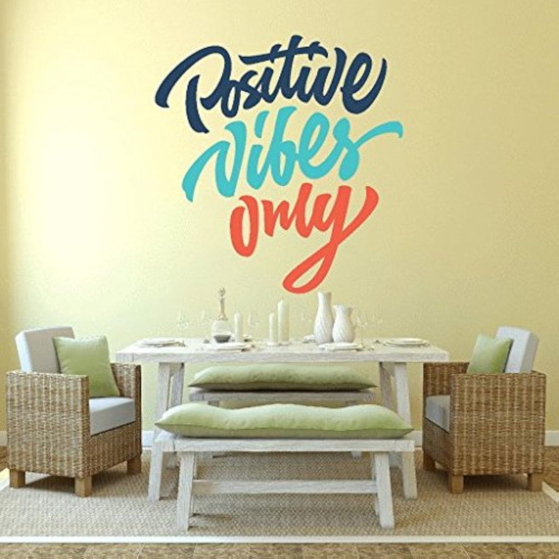 DeStudio 'Positive Vibes Only' Wall Sticker (PVC Vinyl, 60 Cm X 70 Cm, Multicolour), Self-Adhesive