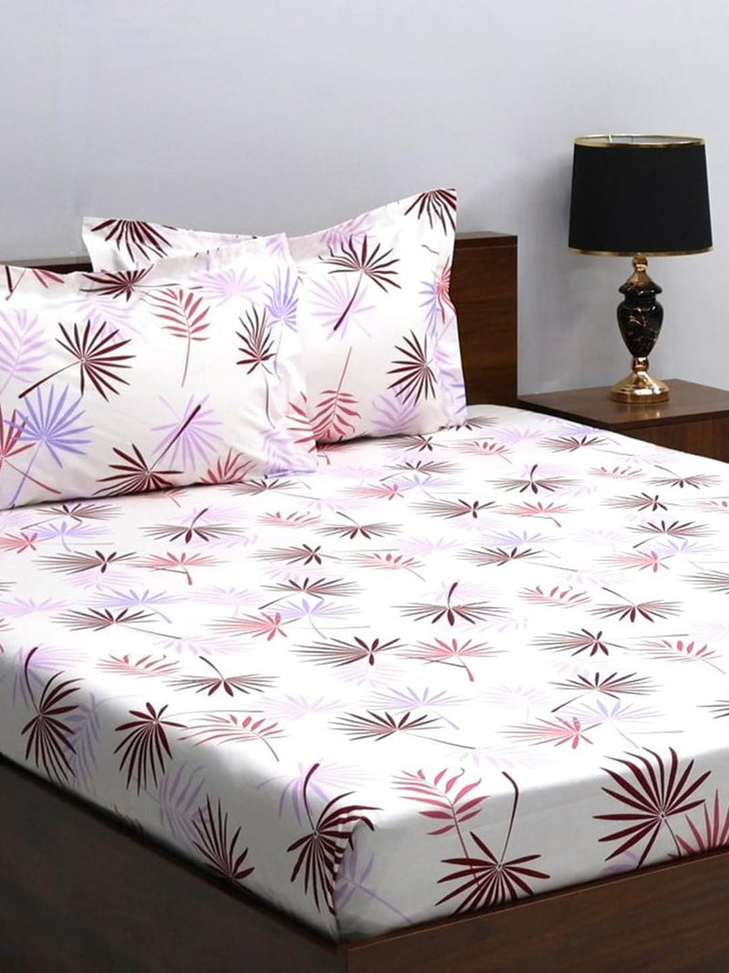 Bombay Dyeing King Size 180 TC 100% Cotton Bedsheet with 2 Pillow Cover- 525B Floral Collection - Size: 274cm x 274cm - 7506 Brown