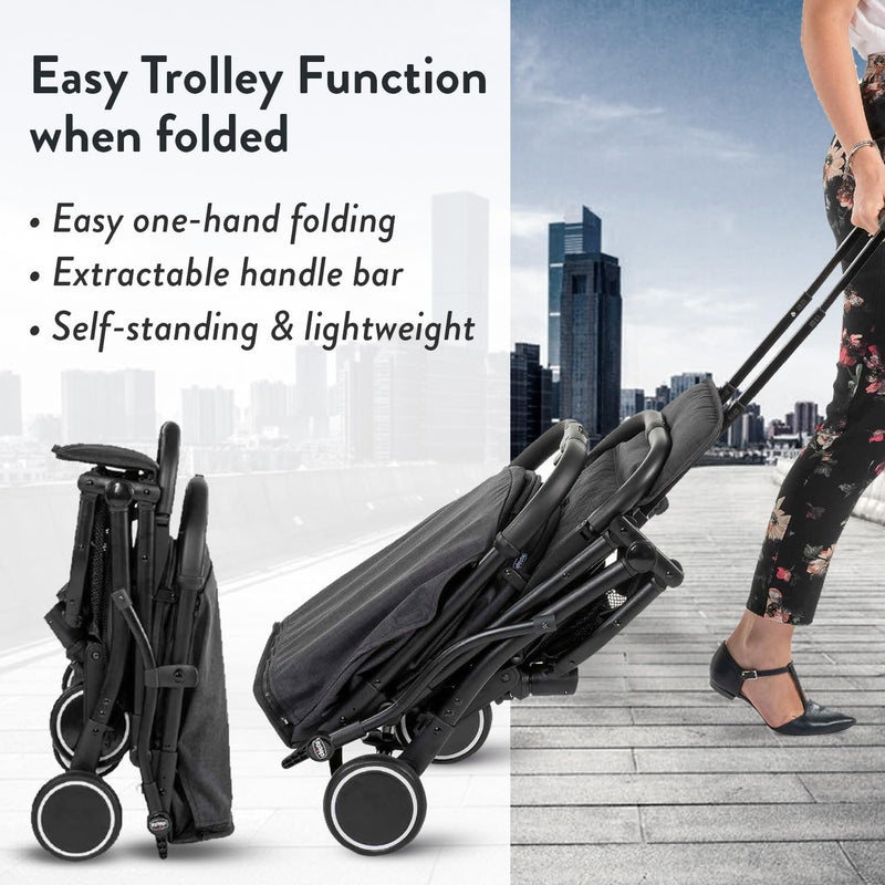 Chicco Trolleyme Stroller With Bumper Bar,Pram For 0-3 Years New Born/Baby/Toddler/Kid (Boy,Girl)Backrest With Multi-Level Adjustment,With Rain Cover,Canopy With Window Mesh,(Upto 15 Kgs,Stone Black)