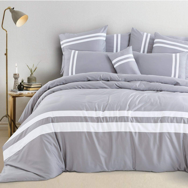 Spread Spain® Botanic Cotton 550 Thread Count King Size Quilt Cover with Corner Loops & Openable Zipper (90X108) - Steel Grey