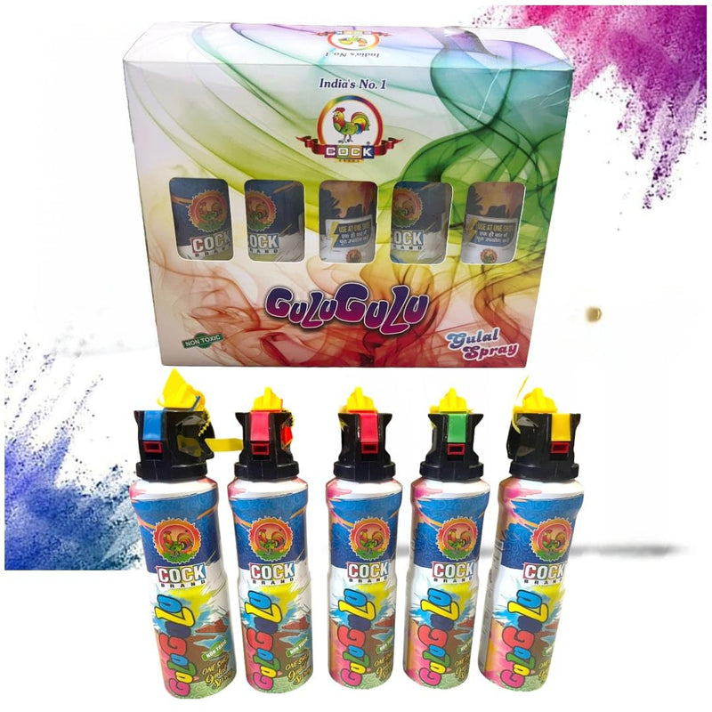 Eco Friendly Herbal Gulal Spray Set - Vibrant, Natural, Non Toxic Colors for Safe Holi Celebrations Easy to use Pack of 5
