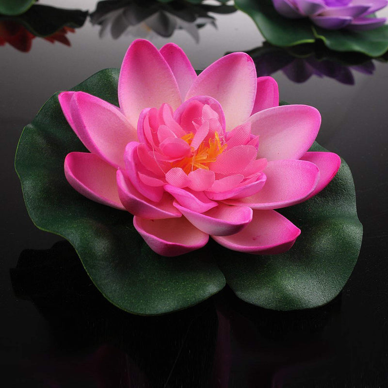 TIED RIBBONS 16 Pcs Artificial Floating Lotus Floating Flowers with Rubber Leaf - (Multi) Artificial Flowers for Water Decoration Urli Aquarium Fountain Home Decor Office Pooja Room Wedding Birthday