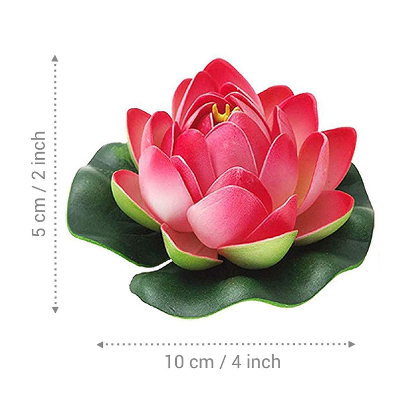 TIED RIBBONS 16 Pcs Artificial Floating Lotus Floating Flowers with Rubber Leaf - (Multi) Artificial Flowers for Water Decoration Urli Aquarium Fountain Home Decor Office Pooja Room Wedding Birthday