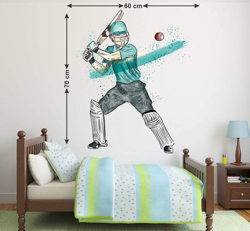 Tuffuk Cricket Player Large Vinyl Wallstickers for Home Decorations (60 cm x 70 cm) 5TZ330