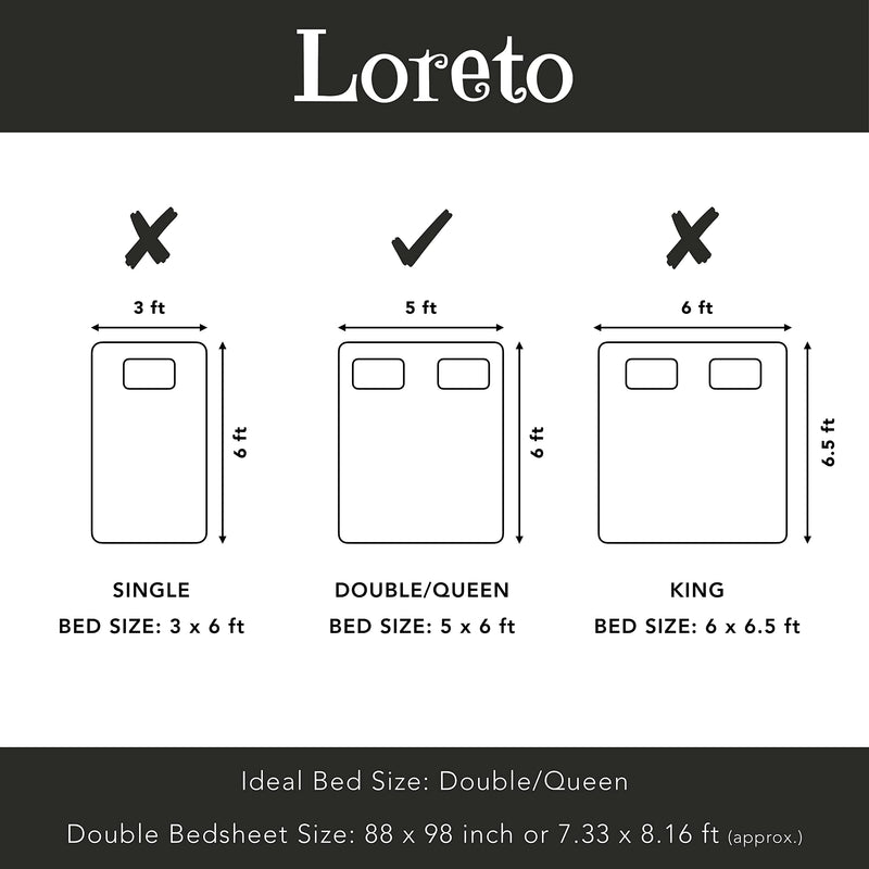 LORETO – A QUALITY LINEN BRAND 100% Cotton Bedsheet for Double Bed with Two Pillow Covers - White & Grey, Geometric Design, Soft & Breathable Fabric