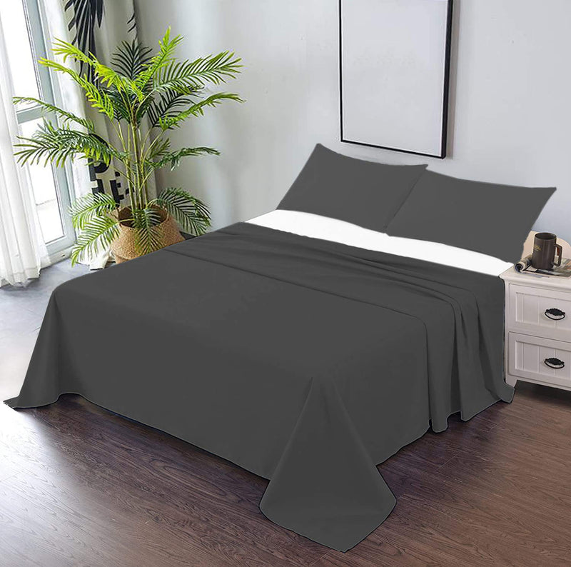 CCWB 450 TC Cotton Elephant Grey Solid Pattern Export Quality Double Size- 1 Bedsheet with 2 Pillow Covers