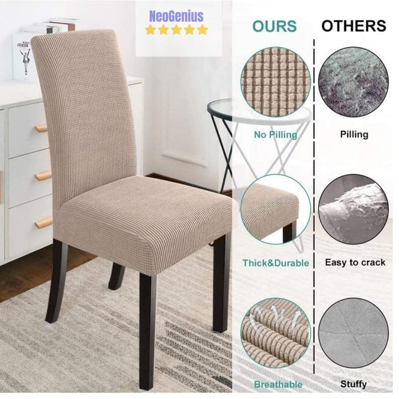 NeoGenius Premium Elegant Dining Room Chair Covers, Slipcovers Set of 4, Spandex Super Fit Stretch Removable Washable Chair Covers, Protector -for Dining Room (Dining Room Chair Covers_Khakhi)