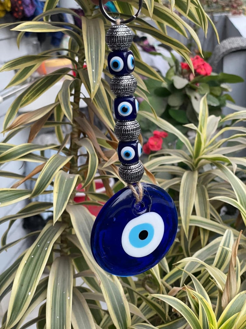 BLUE BEADS Ceramic Home Decor Evil Eye Hanging Turkish Feng Shui Vastu Blue Glass Evil Eye Door Hanging Nazar Batu Protection Good Luck Gifting Home/Office