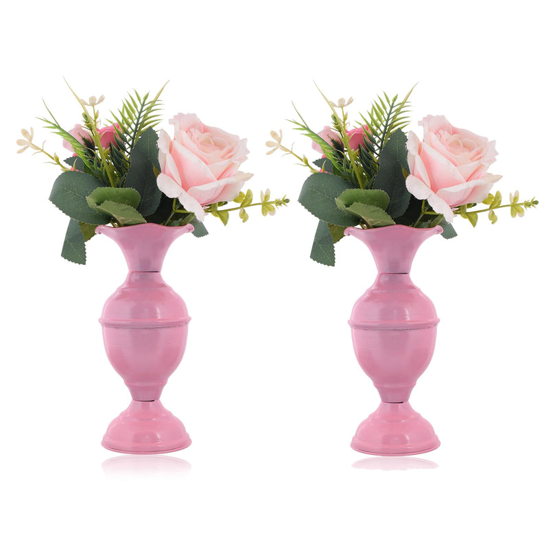 CraftVatika Metal Flower Vase for Home Decor - Pink (Pack of 2)