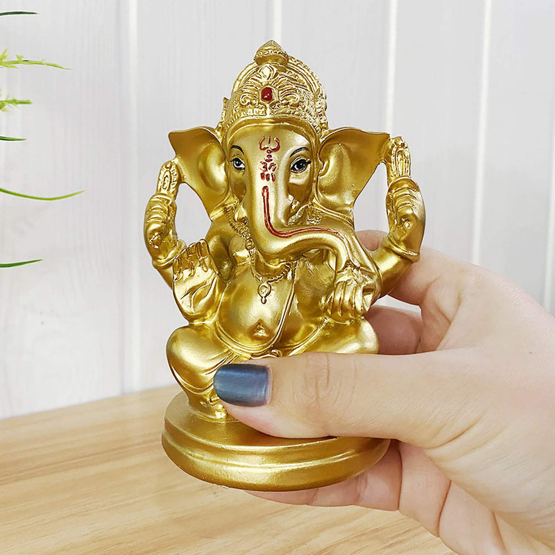 BangBangDa Hindu God Lord Ganesha Idol - Indian Ganesh Statue Sculpture India Murti Pooja Item Home Office Mandir Temple Puja Decor Yoga Zen Meditation Altar Shrine Kit Religious Gifts