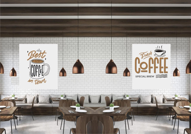 Design Decor Coffee Quotes for Cafe Restaurant Home Wall Sticker (2Pcs) Self Adhesive Sticker (Pack of 2)