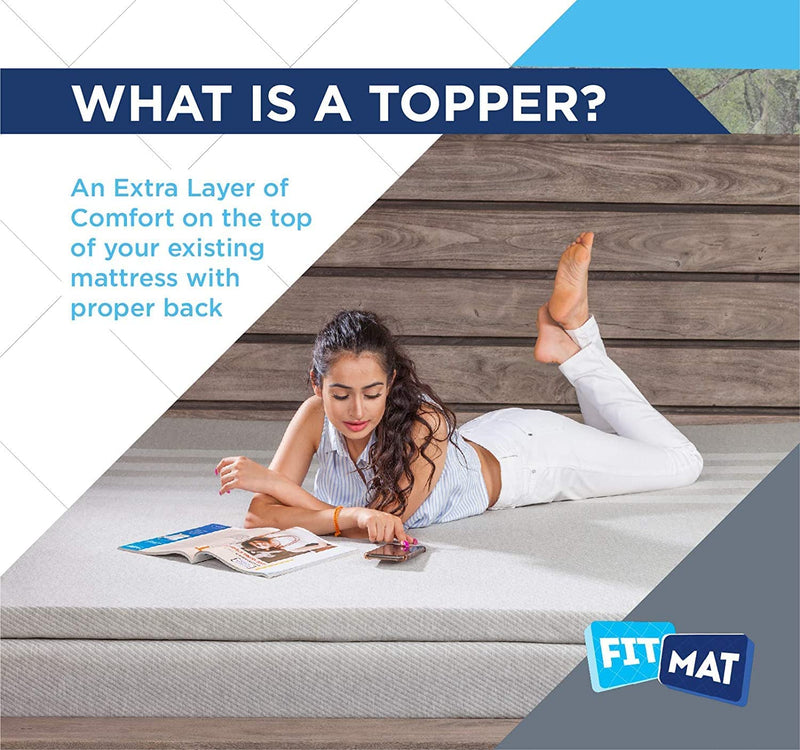 Fitmat Orthopedic Memory Foam Mattress Topper for King, Queen Size Bed |Super Soft Made Memory Foam|Back Pain Relief| Easy to Use | Sleep Improvement (72x60 inch)