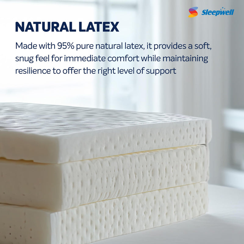 Sleepwell Latex Dual Pro Mattress | Pro Natura Technology | 95% Pure Natural Latex | Reversible Mattress | Neem Fresche Technology | King Size Mattress | 72x72x6 | 10 Yrs Warranty