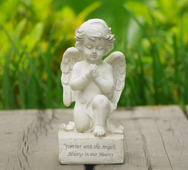 Artisan Flair 6.5 Inch Praying Angel Figurines,Resin White Cherubs Statues,Home Garden Memorial Angel Sculpture