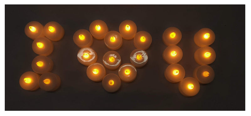 AFTERSTITCH Tea Lights Candles with Battery Set of 24 Decorative Artificial Led Diya for Diwali Lighting Romantic Dinner Party Bed Room Home Decoration Lamps Smokeless Flameless Reusable