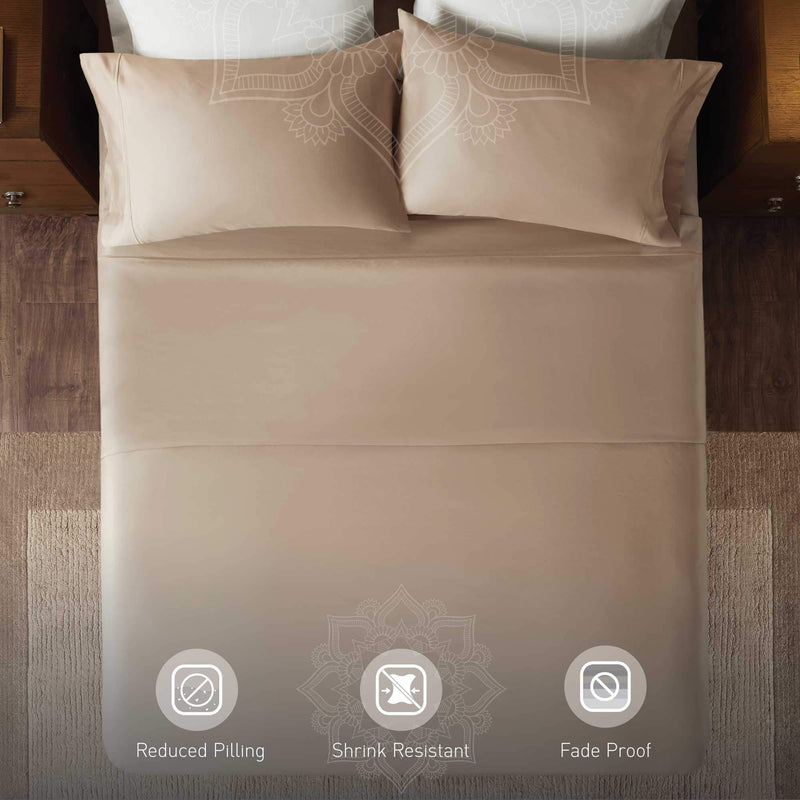 Hyde Lane 1000TC Organic Cotton Cal King Sheet Set Taupe| 4 Piece - Fitted, Flat Sheet & Shams | Stretches Up to 18” to Easily Cover Large Bed Sizes | Superior Softness - Shrink & Pilling Proof