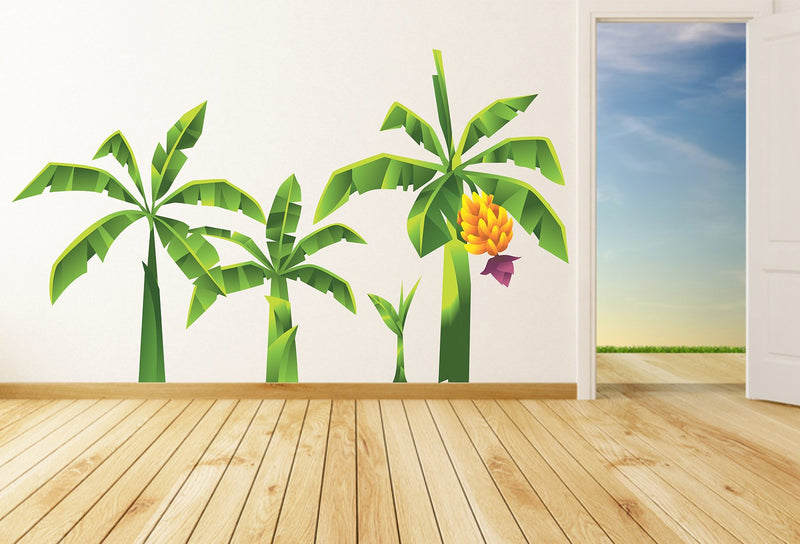 LANSTICK Beautifull Banana Tree with Banana Fruit Wall Sticker