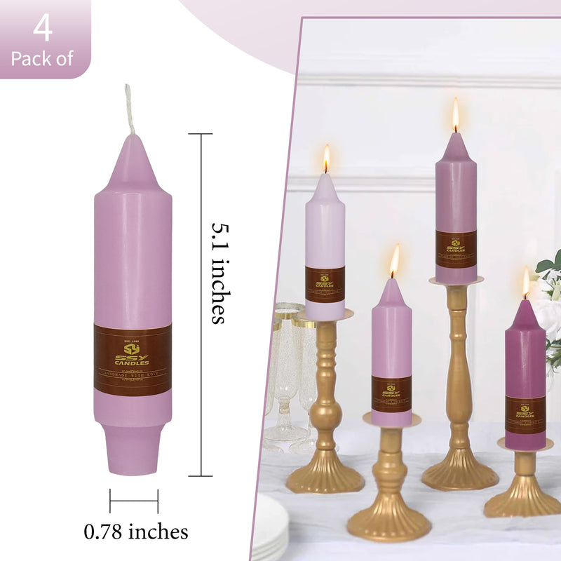 4 PCS Gradient Purple Taper Candlesticks 5 inch Small Taper Candles Unscented Stick Candles for Wedding Party Home Décor Candles Advent Candles