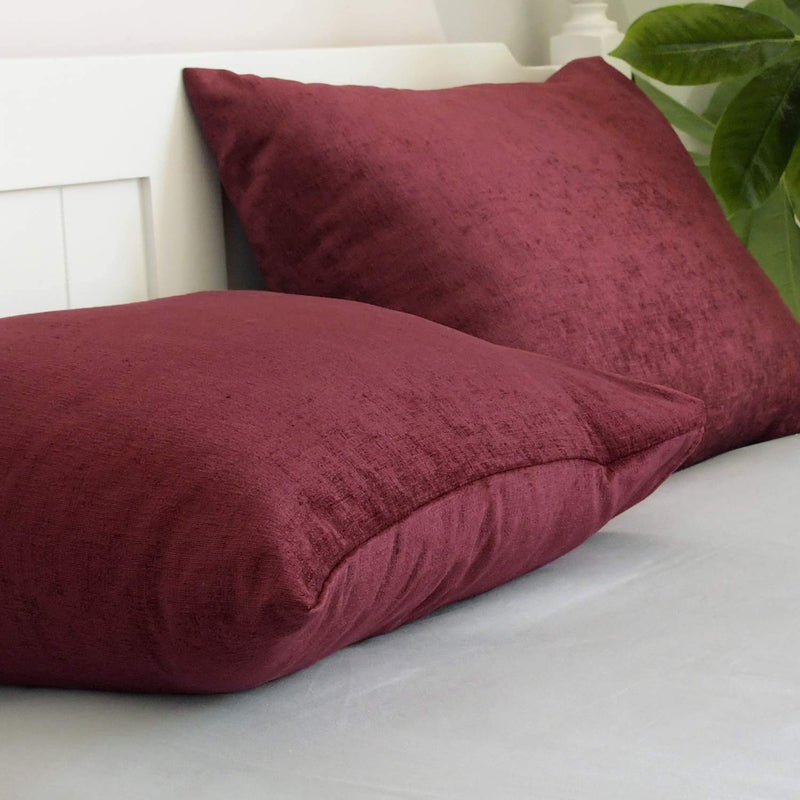 ATOOTFUSION Black Hosiery Cotton Hard Bed Pillow for Perfect Neck Support (16" x 25") Hard Pillow Set of 02 (Maroon)