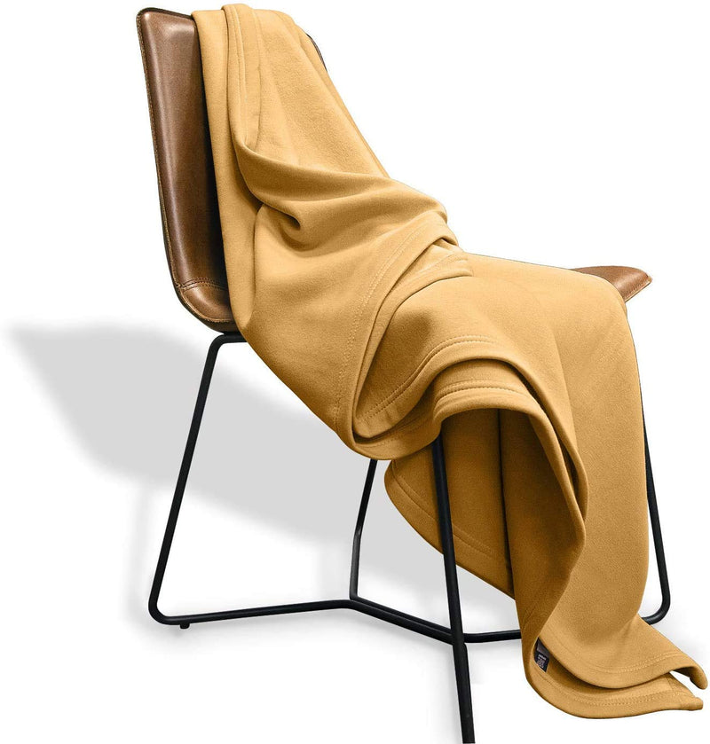 IVAZA Glacial Polar Fleece Blanket, Double with Bag Gold