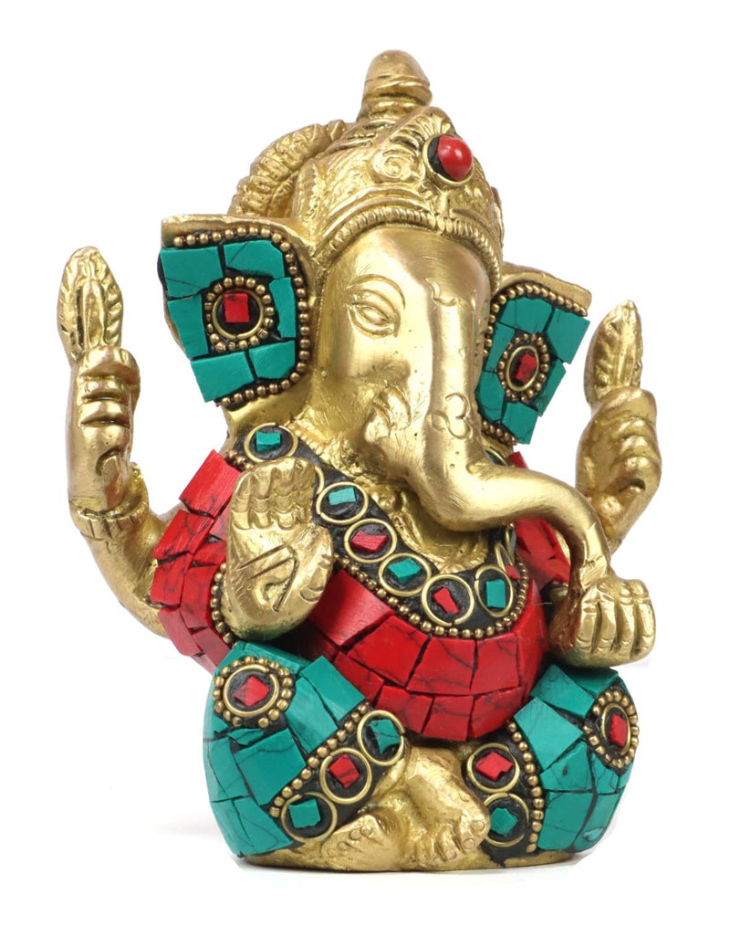 ASHIRWAD Brass Lord Ganesha Idol Statue for Home Hindu God Ganpati Bappa Vinayaka Murti (Ganesh-01)