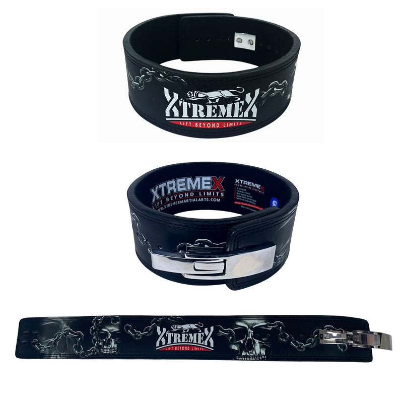 Xtremex 13mm Weightlifting Lever Belt Powerlifting Belt for Men and Women Iron Skull (M)