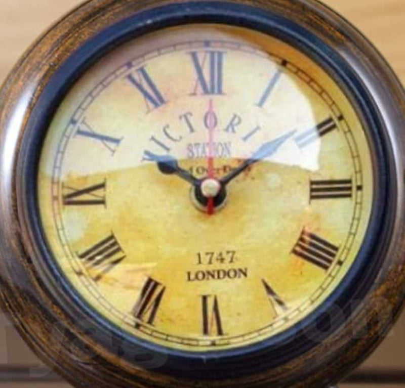 ALI NAUTICAL Handmade Antique Wooden Table Top Clock Desk Clock Antique Stayle Roman Number Home & Office Study Living Room Decoration Gift Item (Victorian Stayle)