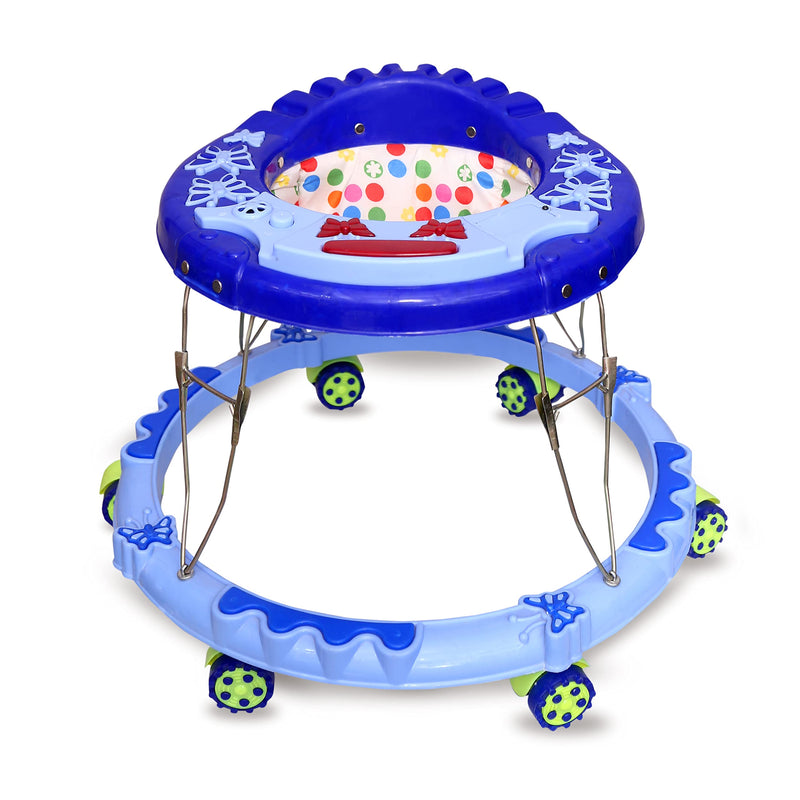 Avani Metrobuzz Baby Walker Multi-Function Musical Foldable Walker with Music Toys Bar for Kids Male and Female Baby Walker 6 Months to 18 Months (Blue)