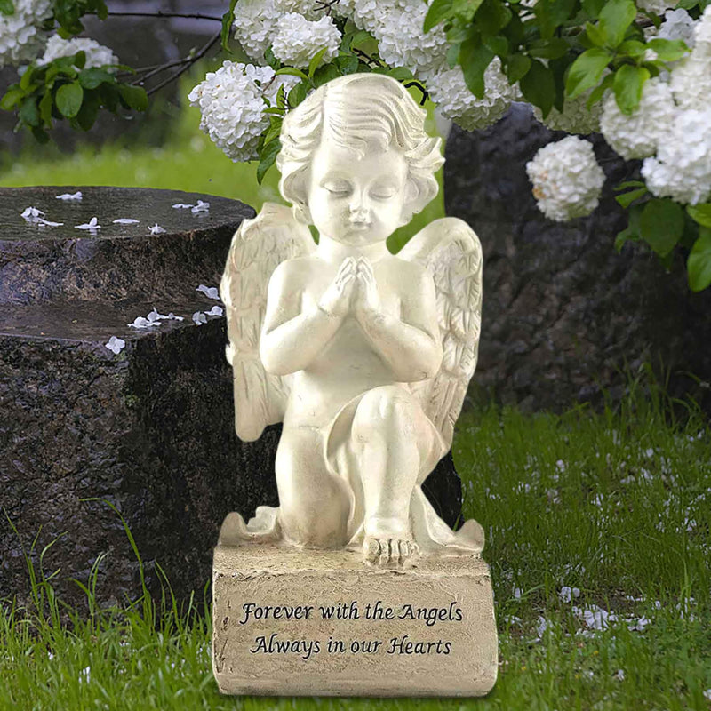 Artisan Flair 6.5 Inch Praying Angel Figurines,Resin White Cherubs Statues,Home Garden Memorial Angel Sculpture