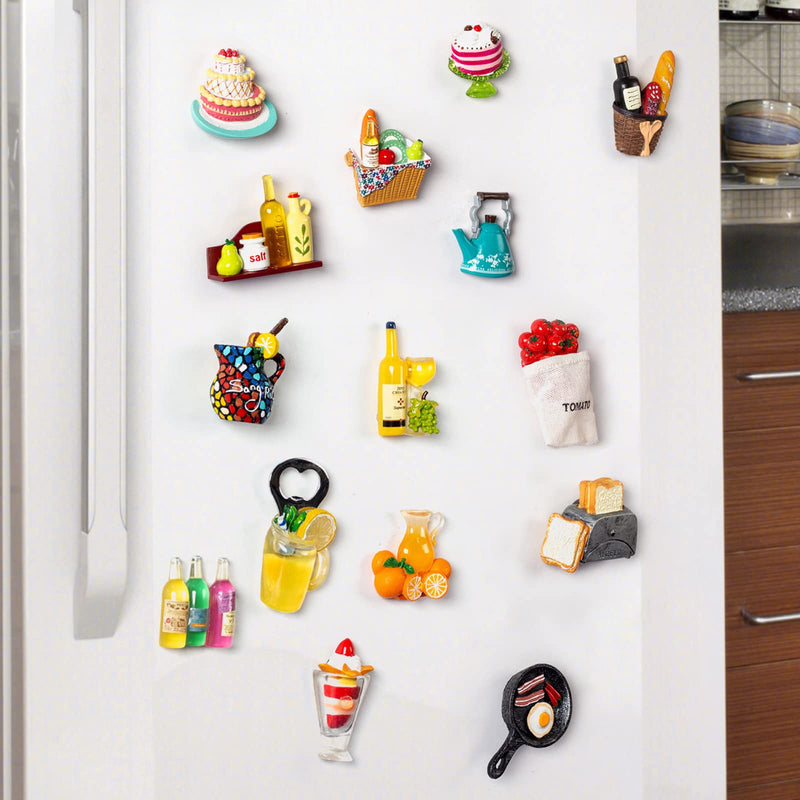 4 Fridge Magnets 3D Resin Magnet Refrigerator Stickers for Refrigerators, Whiteboards, Maps and Other Magnetic Items¡­ (Fruit Juice)