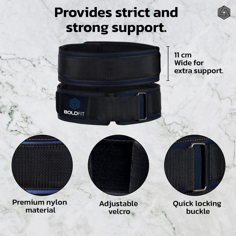 Boldfit Gym Belt Weight Lifting Belts For Gym Exercise Belt Powerlifting Belt Deadlift Belt Gym Waist Belt For Men And Gym Waist Belt For Women Gym Accessories For Back Support Lifting Belt - M