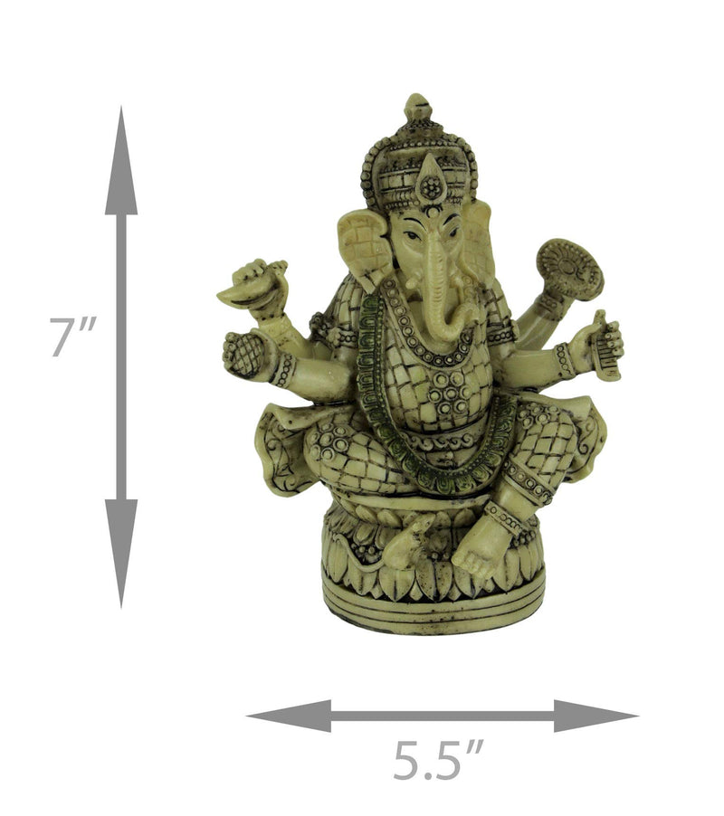 Zeckos Lord Ganesha Statue Sitting on Lotus Flower Lalitasana Hindu God Idol Resin Sculpture Home Decor Figurine