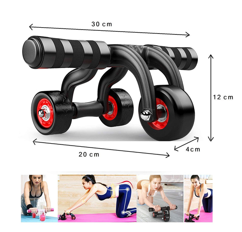 Gujarat MOSHTU Anti Skid Abdominal Ab Four Roller Exercise Wheel with Knee Mat for Stomach Exercise Training and Exercise Fitness Gym Equipment Accessory Fitness for Man and Woman