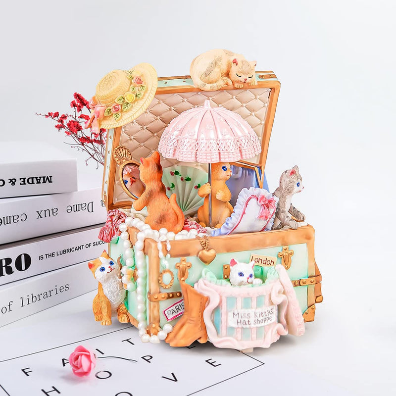 Cat Music Box Gift Birthday - Valentine for Girlfriend Women Wife Girl Daughter Cute Cats Jewely Musical Boxes Romantic Mechanism Personalized Home Bedroom Decoration/Melody Canon