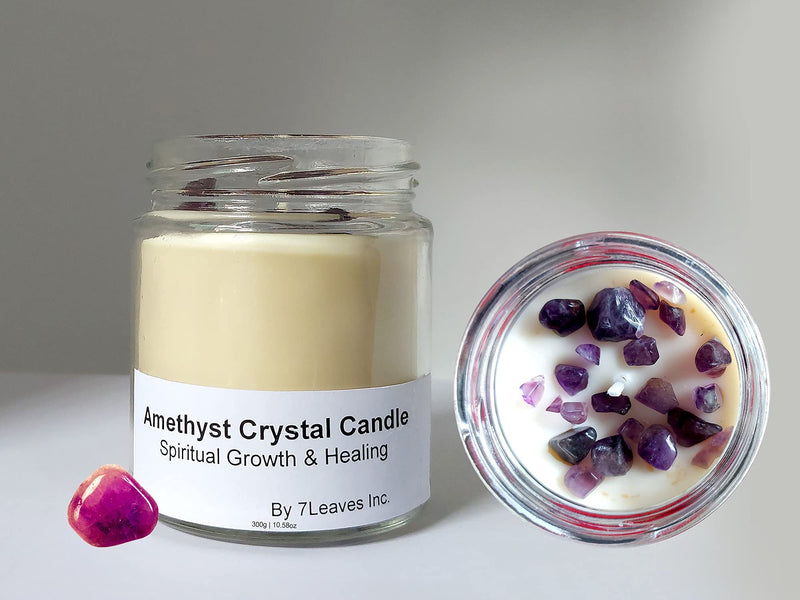 7LEAVES INC Amethyst Crystal Candle