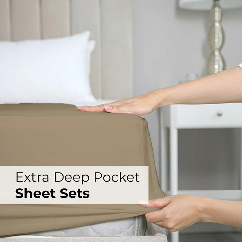 Extra Deep Pocket Sheets - 6 Piece Sheet Set - King Size Sheets Deep Pocket - Extra Deep Bed Sheets - Deep King Fitted Sheet Set - Super and Ultra Deep Sheets - For Deep Pockets Mattress - Fits Easily