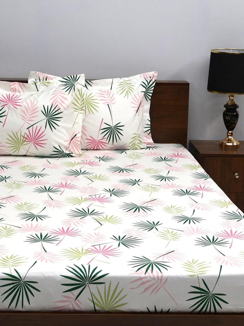 Bombay Dyeing King Size Bedsheet - 180 Thread Count Cotton Digital Print 274cmx274cm Super Soft Bedding Set Bed Linen with 2 Pillow Covers - 7004 (King, Green)