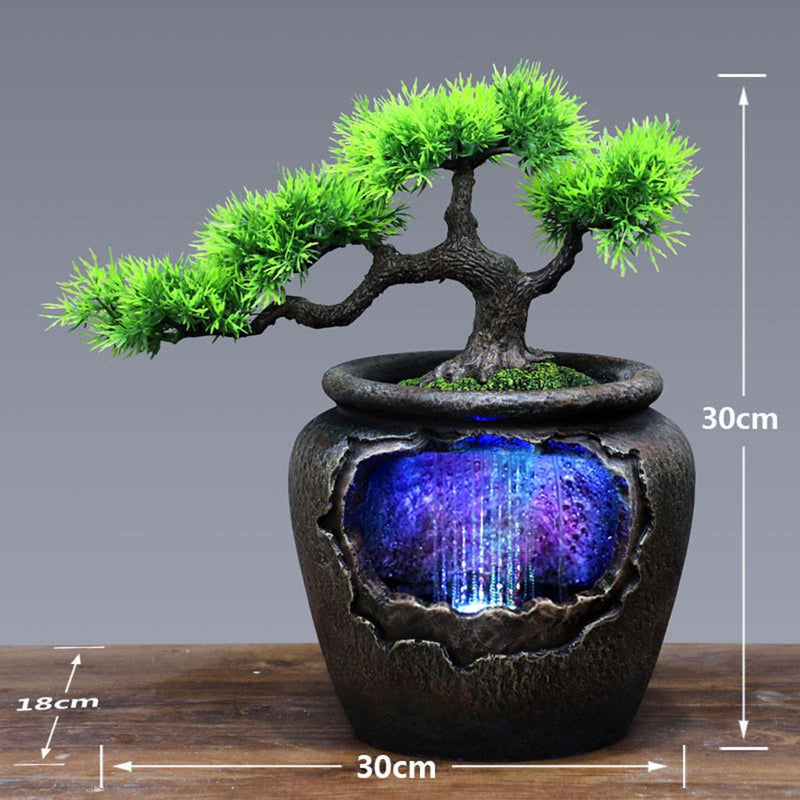 ATORSE® Indoor Mini Fountain Waterfalls Ornament with Led Lights 110 V Durable