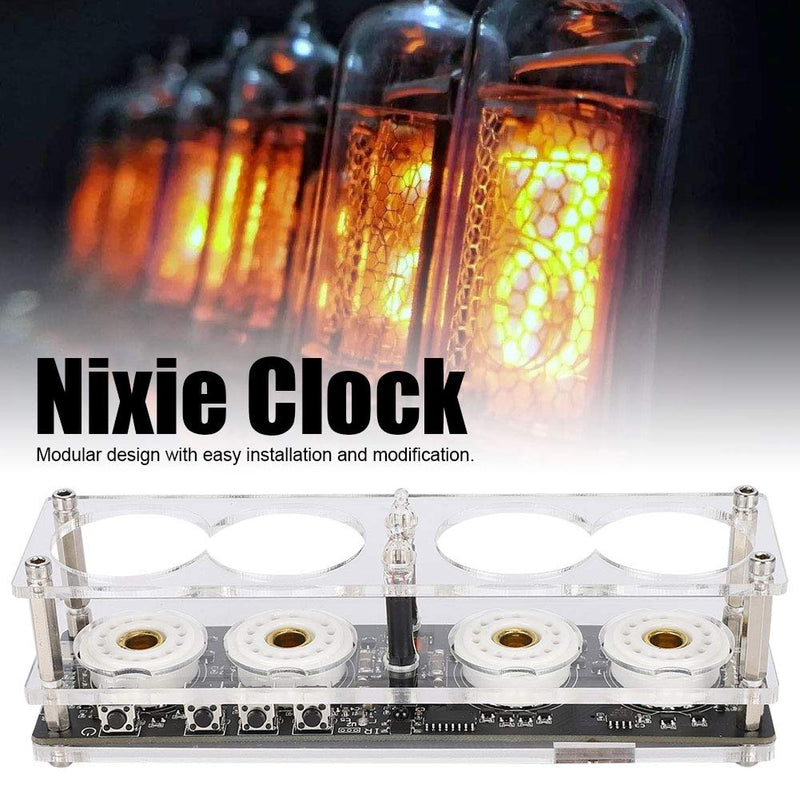 EBTOOLS DIY 4 Bit Nixie Vacuum Tube Clock, Integrated Design Nixie Tube Clock with Remote Control for QS30 to 1/SZ1 to 1/SZ3 to 1/SZ to 8