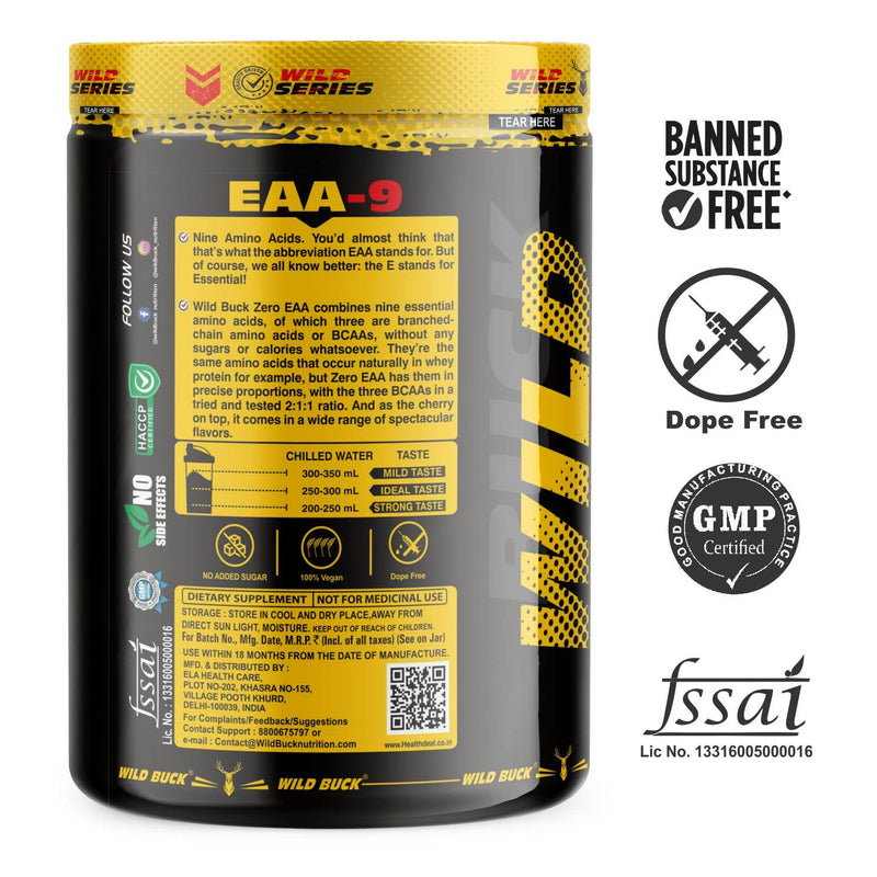 WILD BUCK EAA (Essential Amino Acids) Best For Intra-Workout/Post-Workout Advanced Formula [30 Servings, 255gm] (BCAA+EAA) (Virgin Mojito)