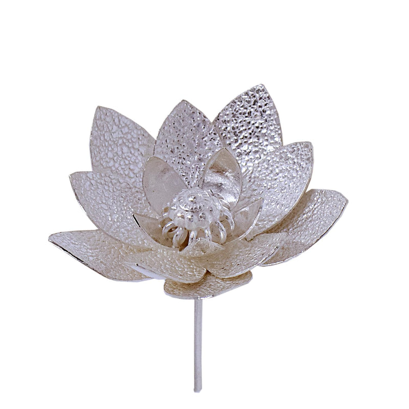 OM CHIRAG CREATION Pure Silver Lotus Flowers for Puja, Temple at Home, Workplace and Gifting - 90%-92.5% Pure Silver