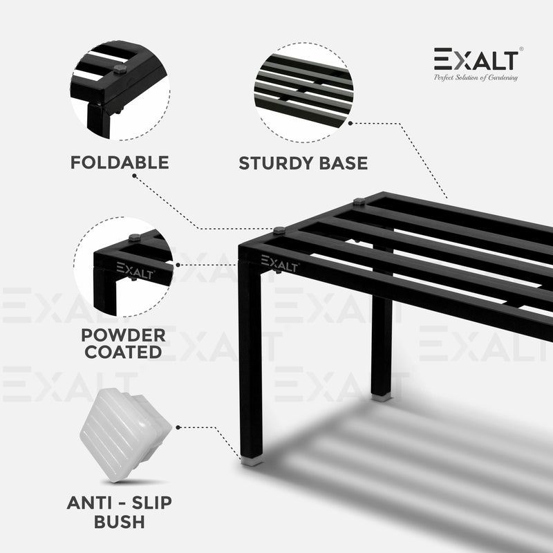 EXALT® Plant Stand for balcony (27 Inches) | Planter stand for living room | Pot stand for outdoor/Indoor plants Heavy Duty Metal Stands (Set of 2)