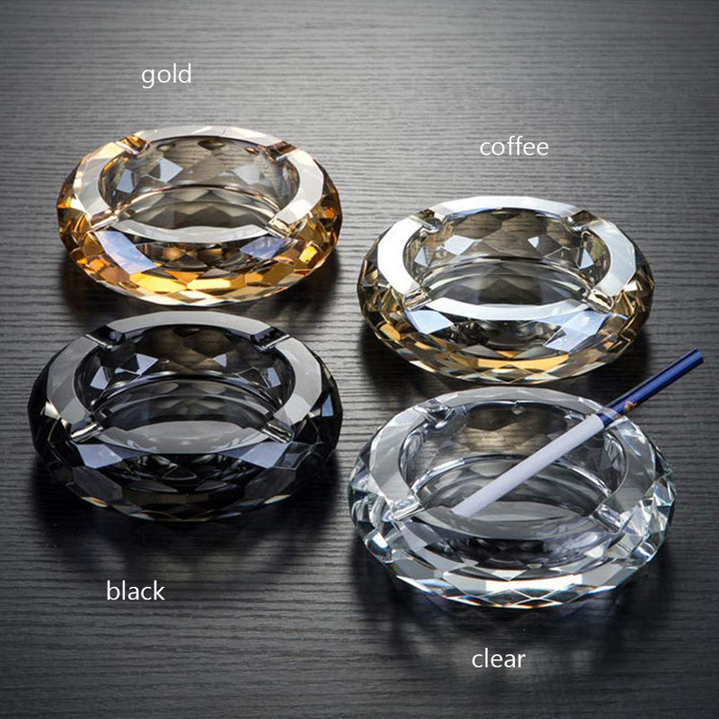 Crystal Glass Ashtray, Cigar Cigarettes Ashtray Holder Home Office Desktop Tabletop Decoration,Crystal Black